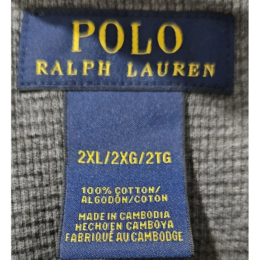 Polo Ralph Lauren Waffle Knit Crew Pullover Pony‎ Logo  Longsleeve Size 2XL Gray